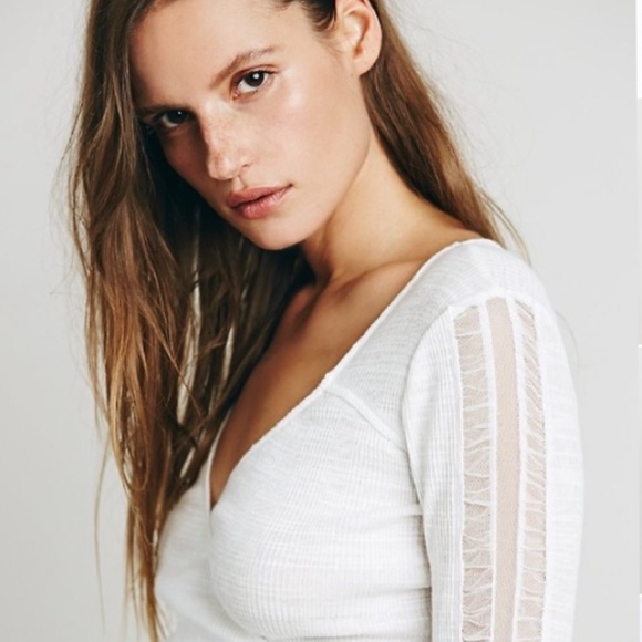 NWT Free People Nevermind Crop Wrap Top thumb holes mesh ballet We the Free - Picture 13 of 13